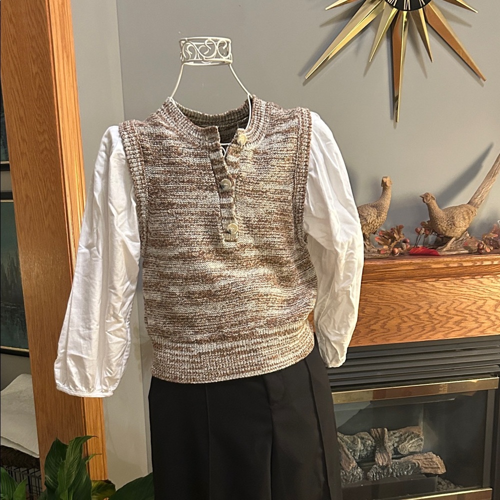Veronica Beard Brown and Silver Knit Sweater/Shirt Sz M